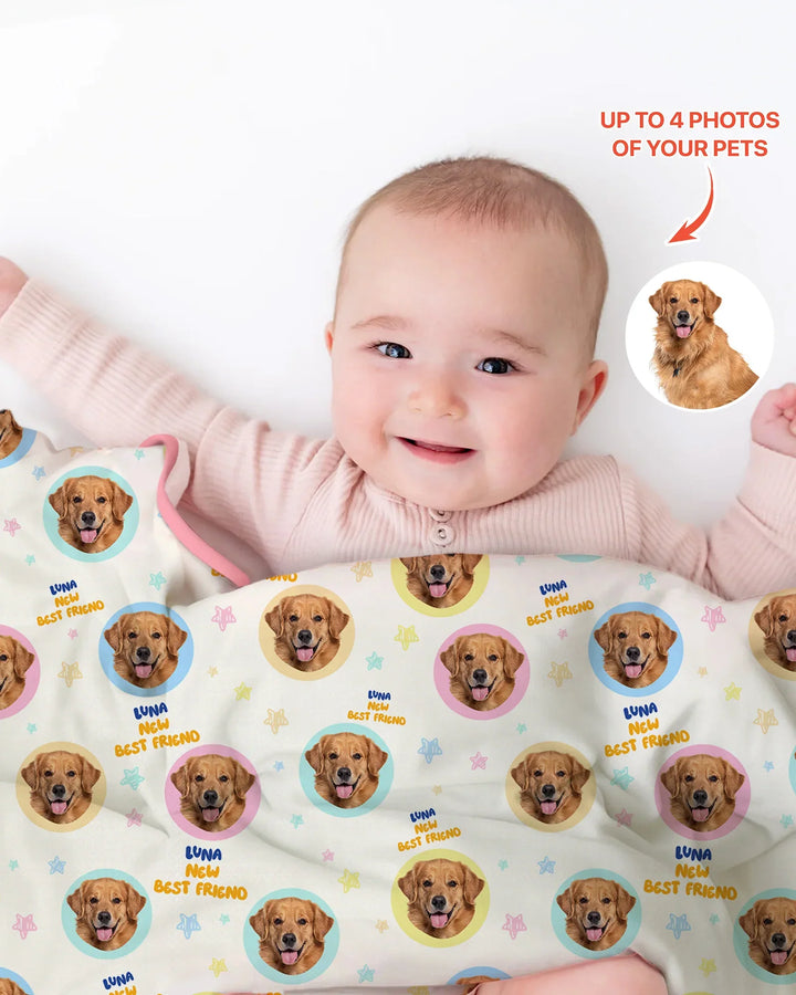 New Best Friend Custom Name And Pet Photos Blanket