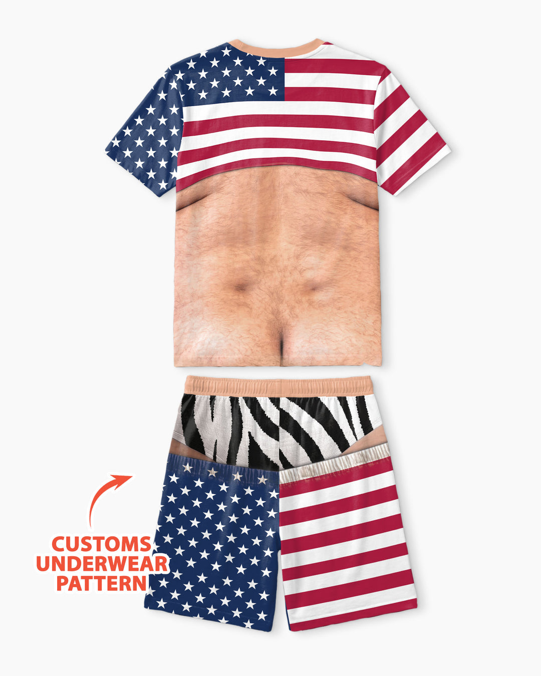 Funny Patriotic Bamboo Men Short Sleeve Short Pajama Set