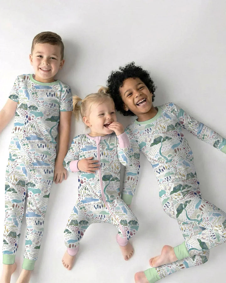 Whimsical Psalms 23 Map Bamboo Two Piece Long Sleeve Pajama Set
