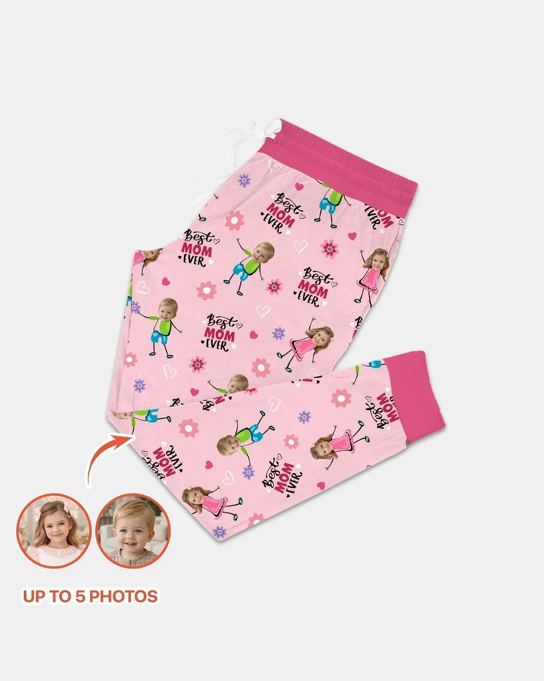 Custom Photo "Best Mom Ever" Doodle Bamboo Women Pajama Set