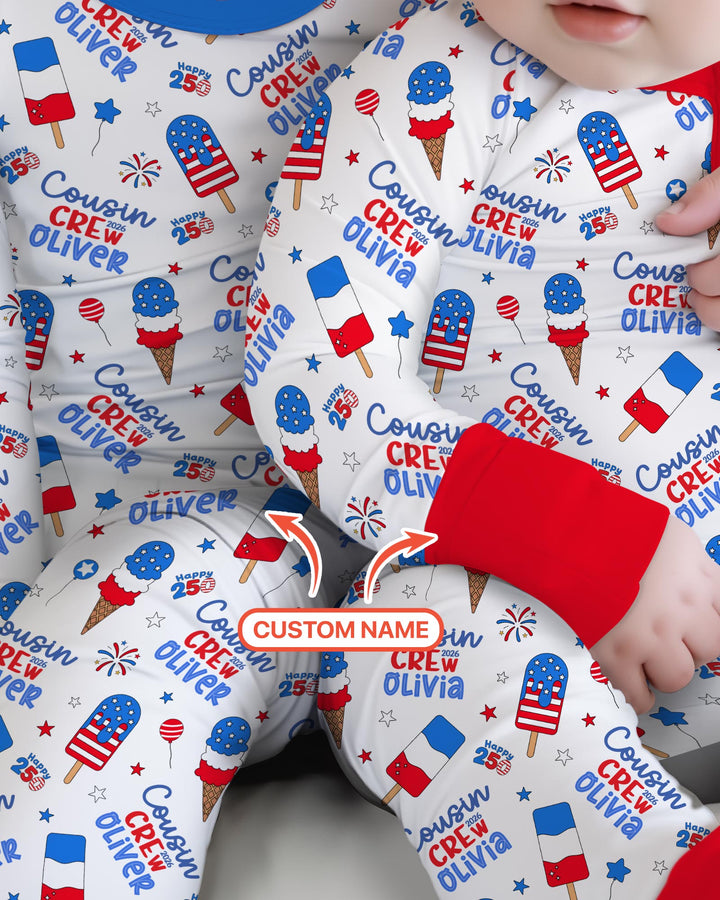 Custom Name 4th of July Cousin Crew Bamboo Convertible Zippy