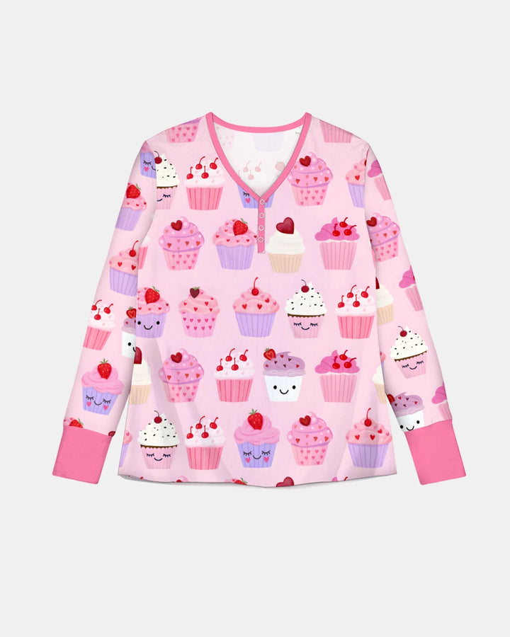 Valentine Emotional Cupcakes Bamboo Women Pajama Set