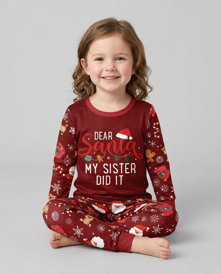 Personalized Dear Santa My Sister/Brother Did It Bamboo Two Piece Long Sleeve Pajama Set