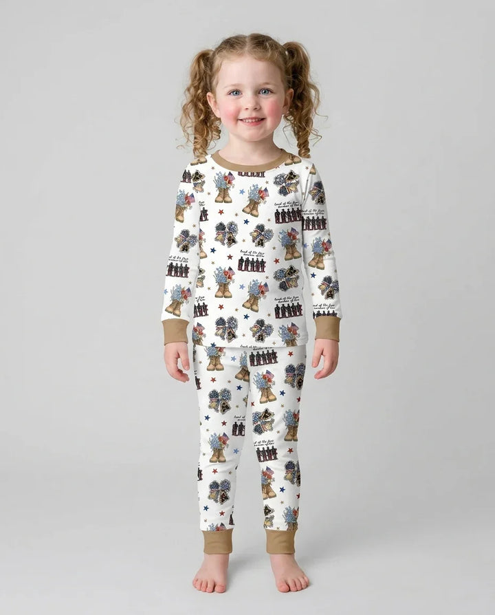 Honor the Brave Family Matching Bamboo Two Piece Long Sleeve Pajama Set