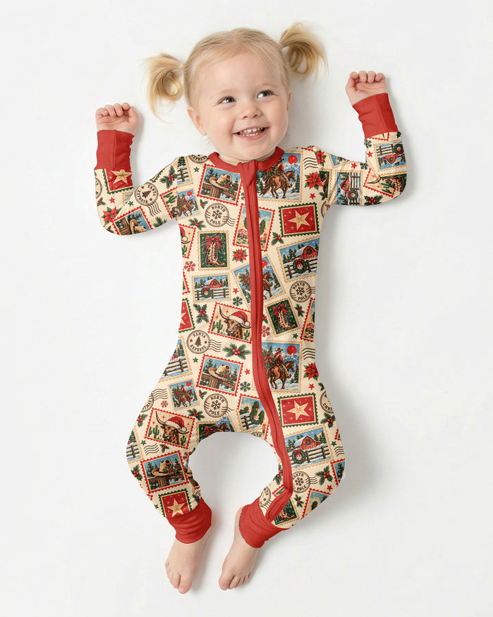 Western Christmas Stamps Bamboo Convertible Zippy
