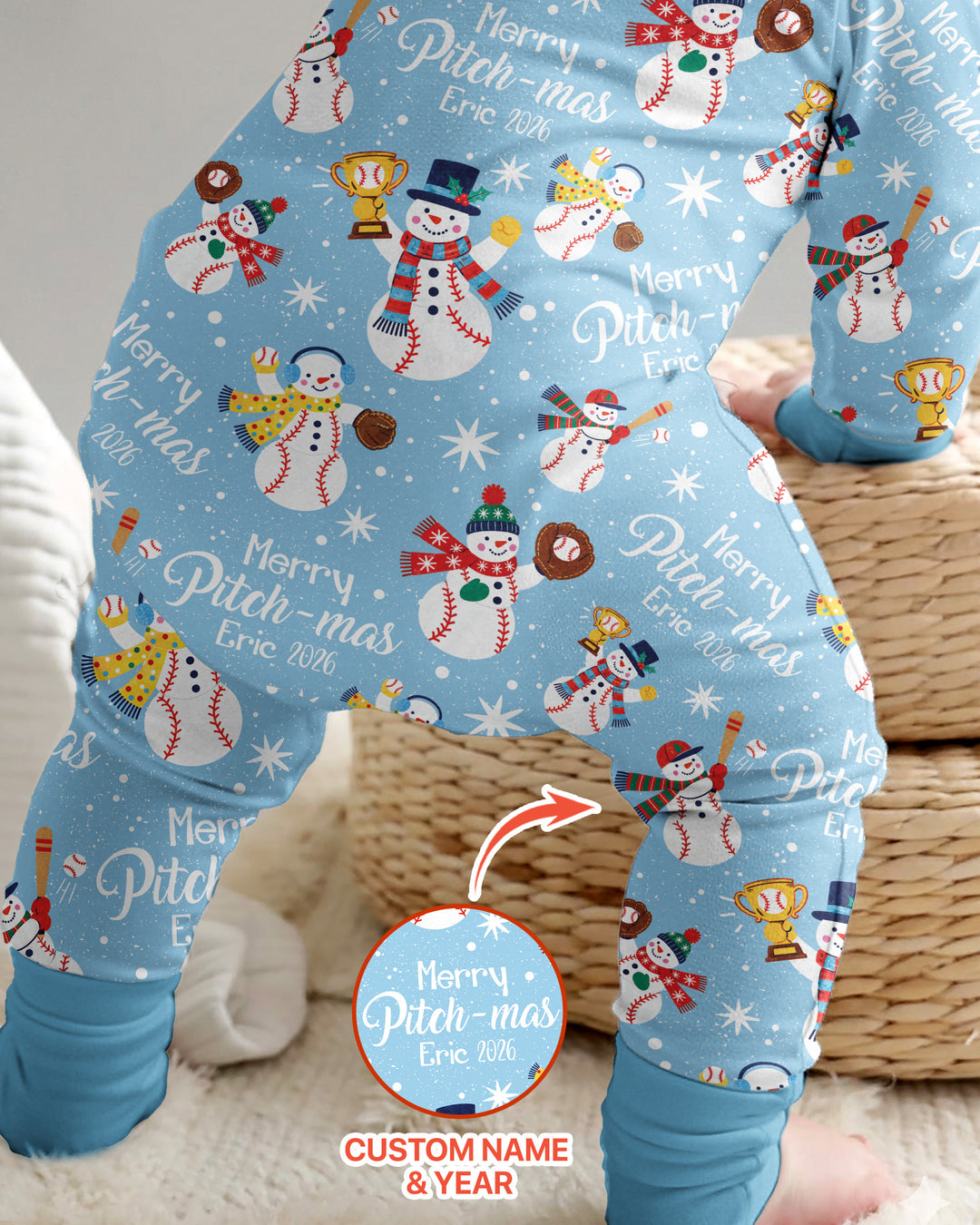 Custom Baseball Christmas Bamboo Convertible Zippy