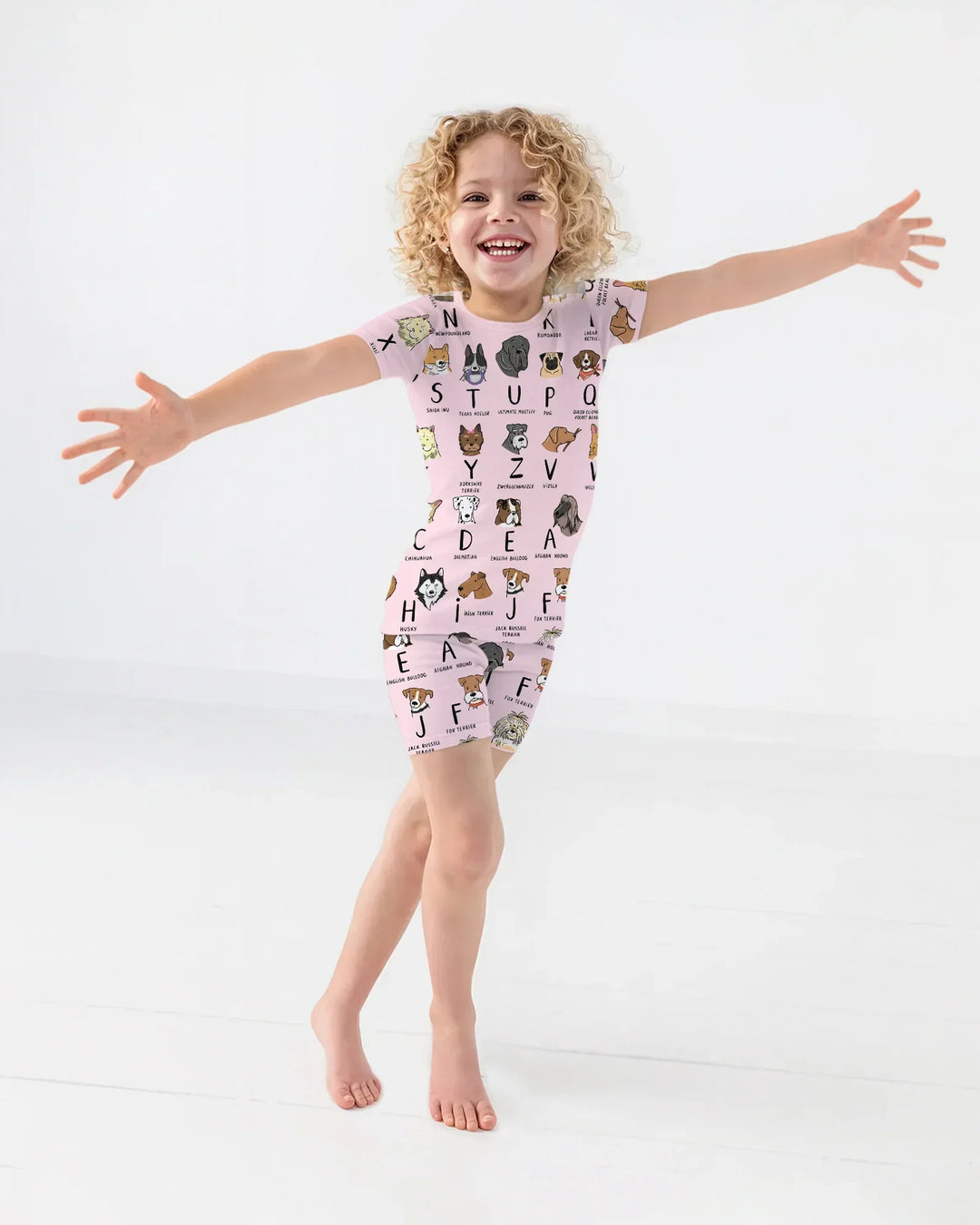 Funny Dogs Alphabet Bamboo Two Piece Short Sleeve Shorts Pajama Set
