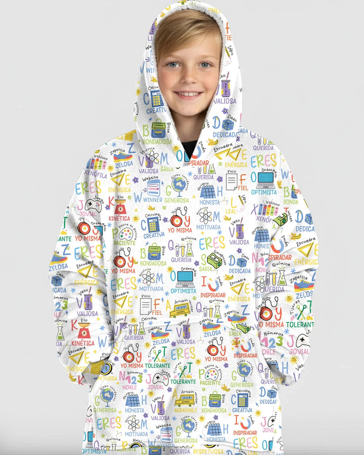 You Are Spanish Alphabet Version Bamboo Blanket Hoodie