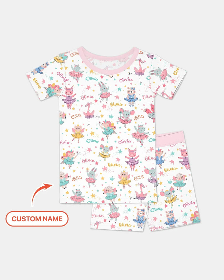 Fairy Friends Ballet Custom Name Bamboo Two Piece Short Sleeve Shorts Pajama Set