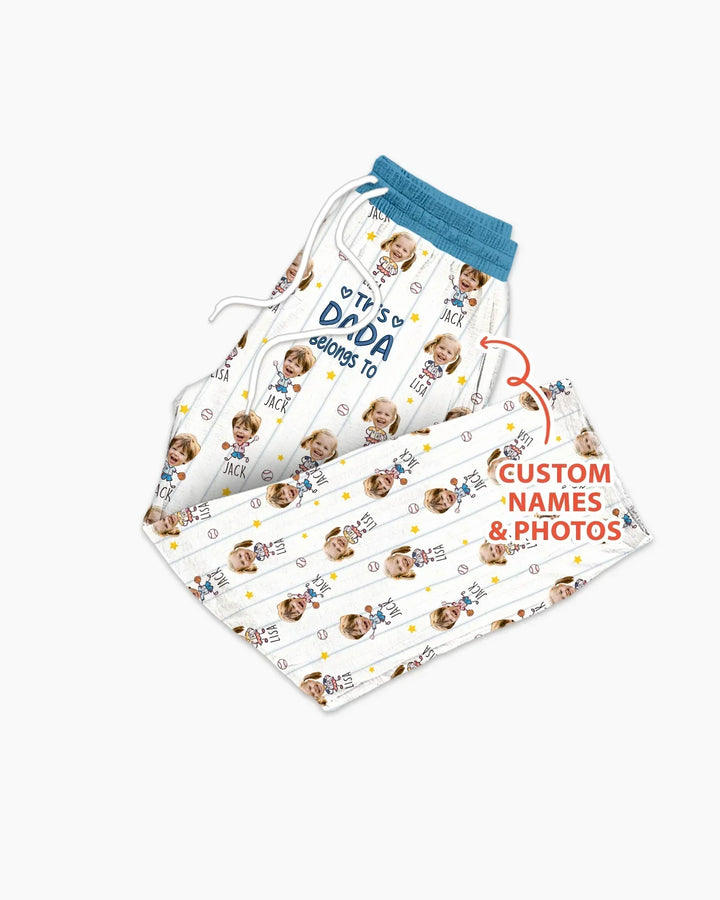 Embroidered Custom Dad And Mini Face  Bamboo Men's Pajama Set