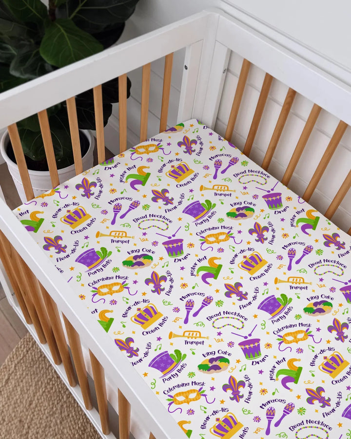 Mardi Gras Family Matching Bamboo Fitted Crib Sheet