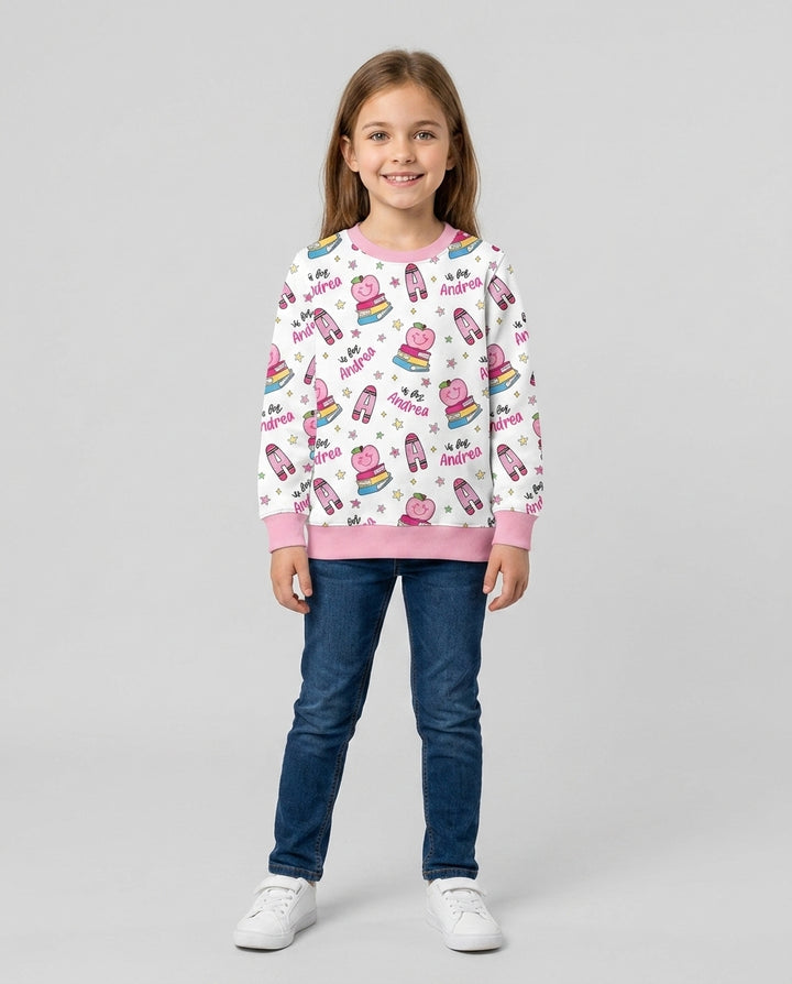 Custom Name Crayon Alphabet Bamboo Crewneck Sweatshirt
