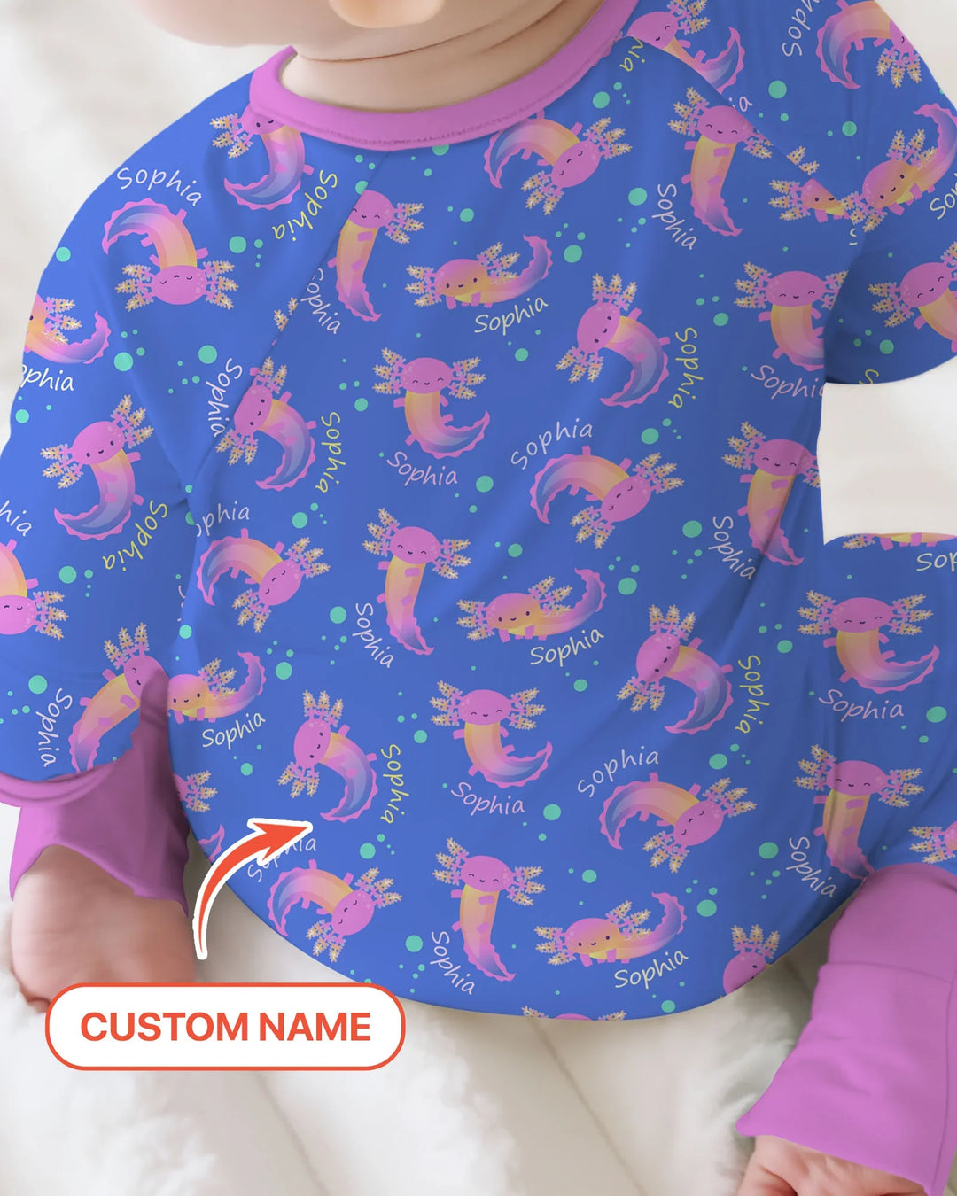 Axolotl Glow Custom Name Bamboo Convertible Zippy