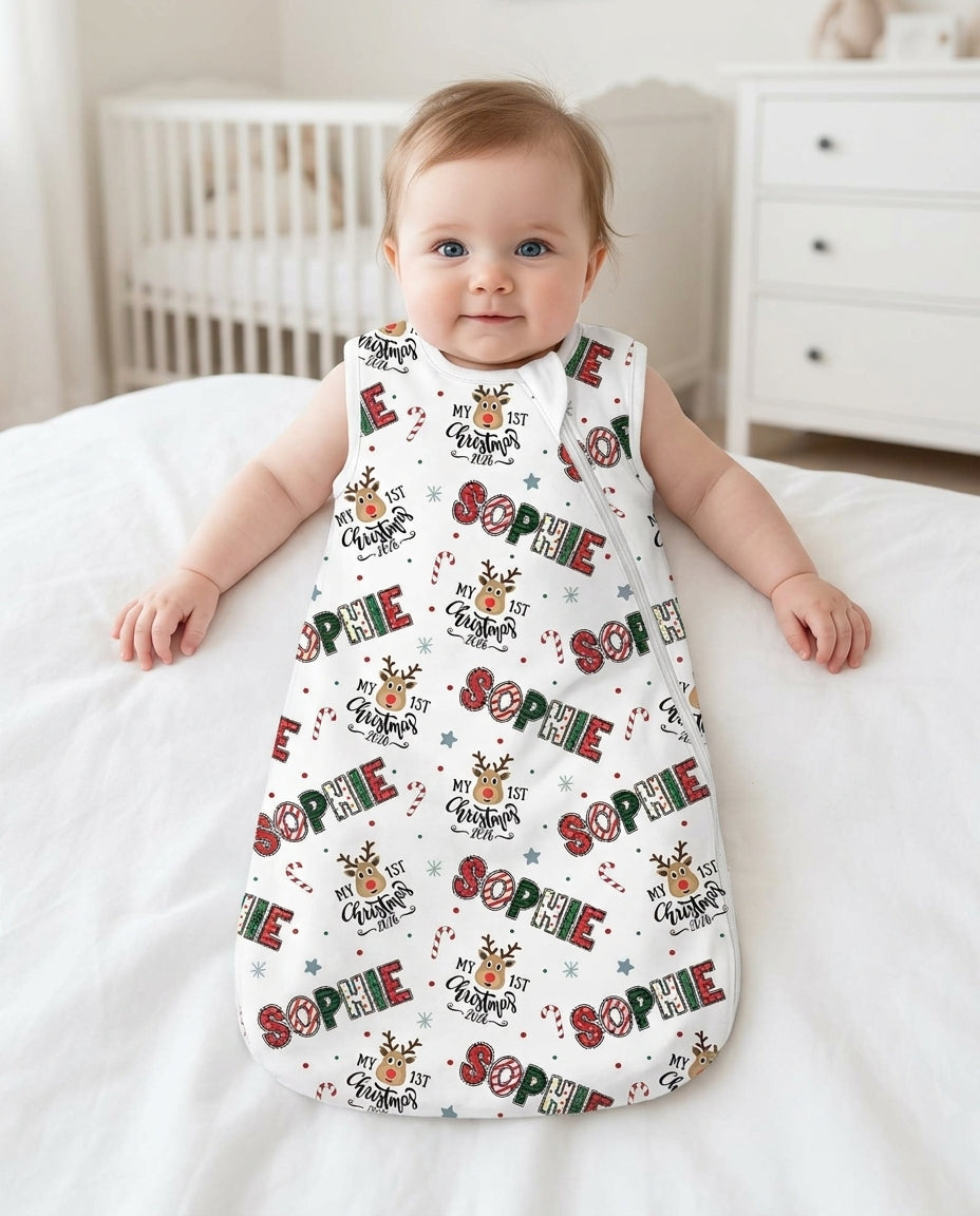 Custom Name "My First Christmas 2026" - Bamboo Sleep Bag (S)