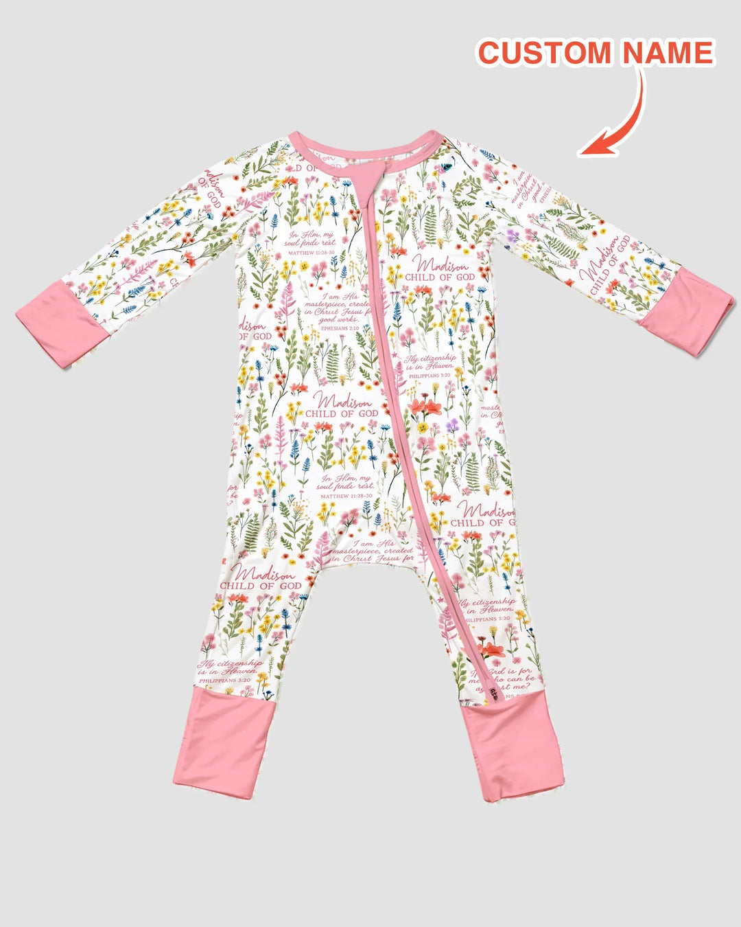 Custom Name Child of God Flower Garden Bamboo Convertible Zippy