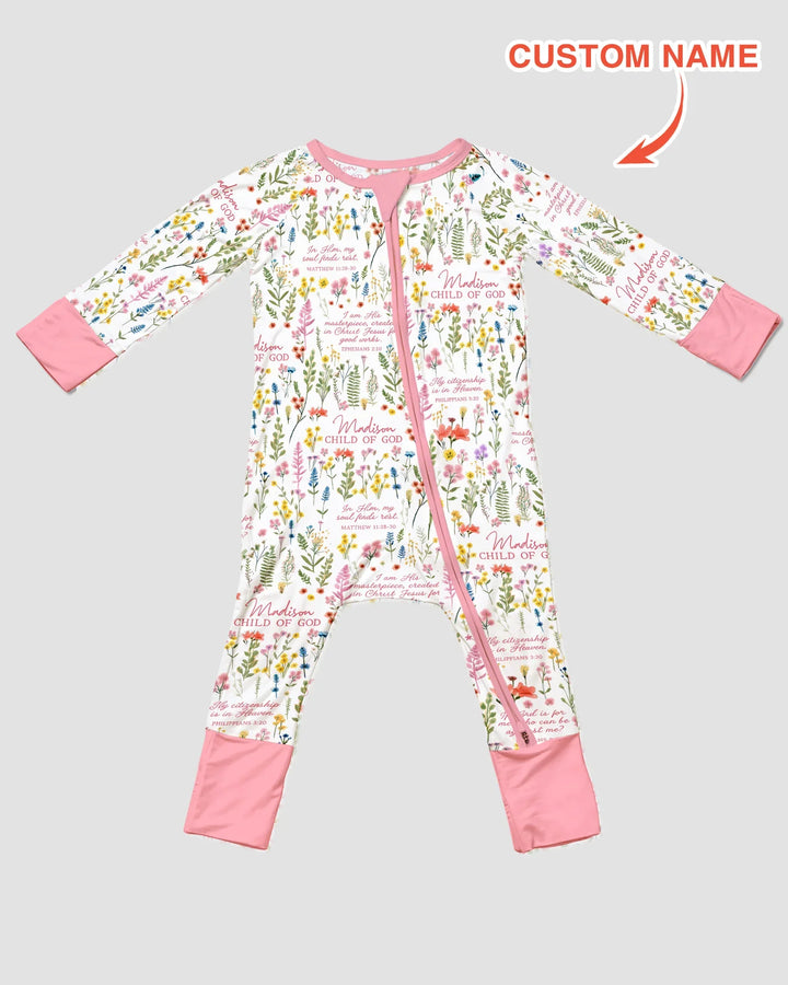 Custom Name Child of God Flower Garden Bamboo Convertible Zippy