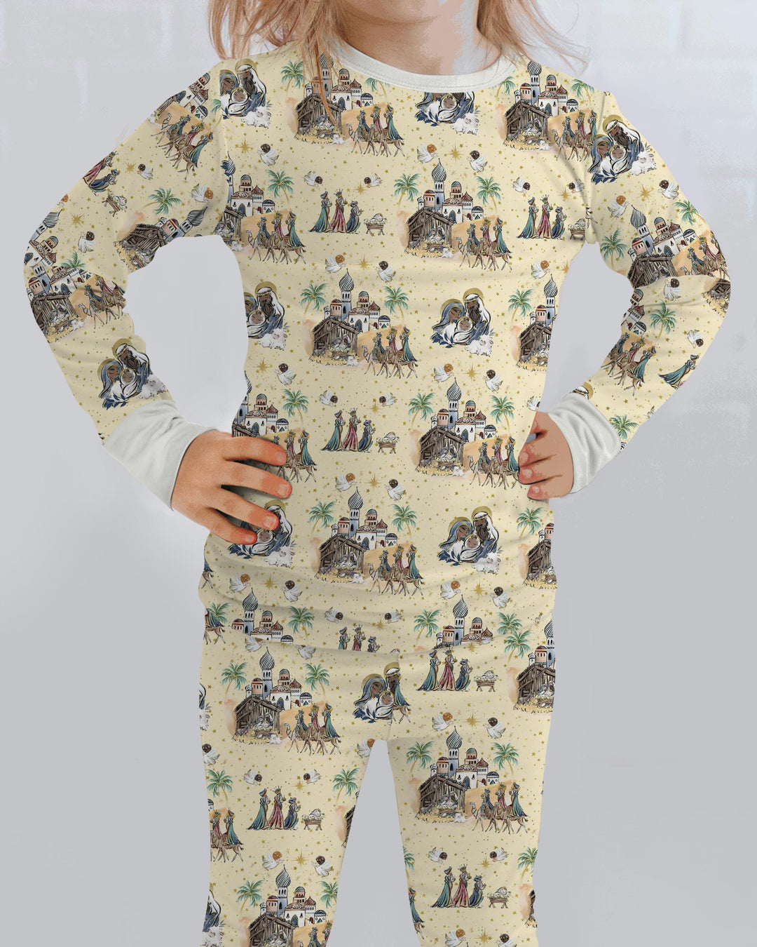 Nativity Christmas Family Matching Family Bamboo Two Piece Long Sleeve Pajama Set