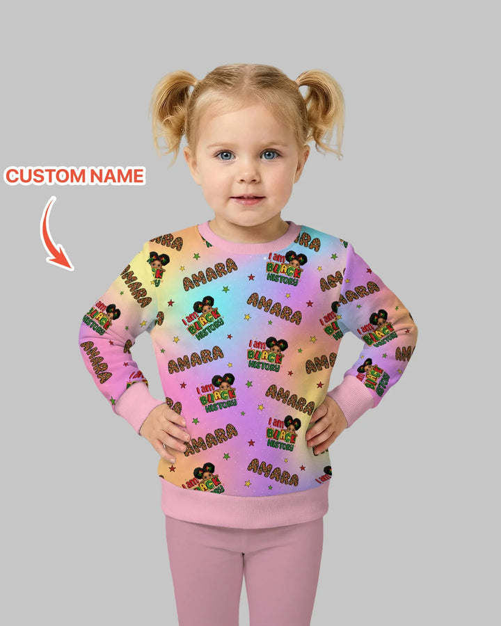 Custom Name I Am Black History Custom Bamboo Crewneck Sweatshirt