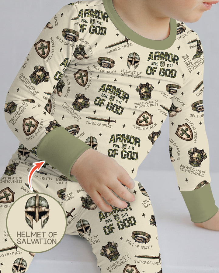 Camo Armor Of God Bamboo Two Piece Long Sleeve Pajama Set