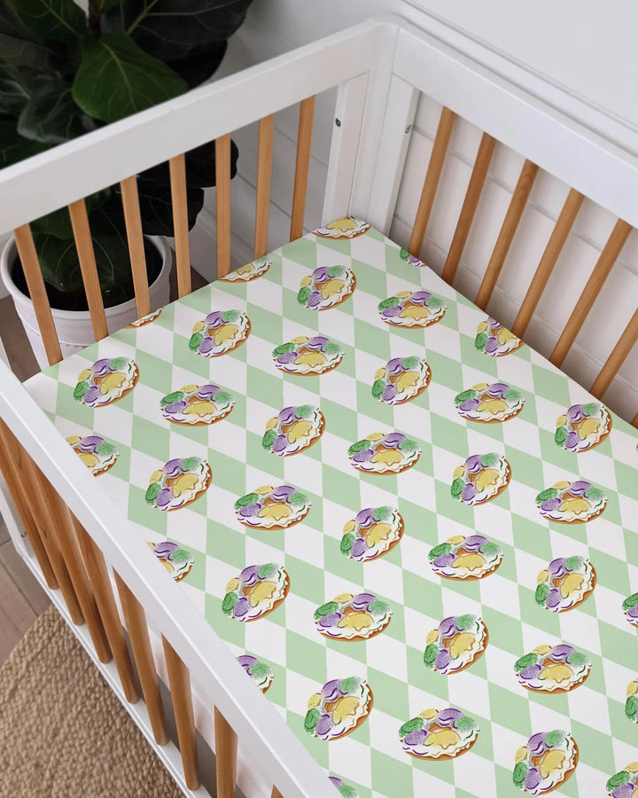 Mardi Gras Donut Bamboo Fitted Crib Sheet