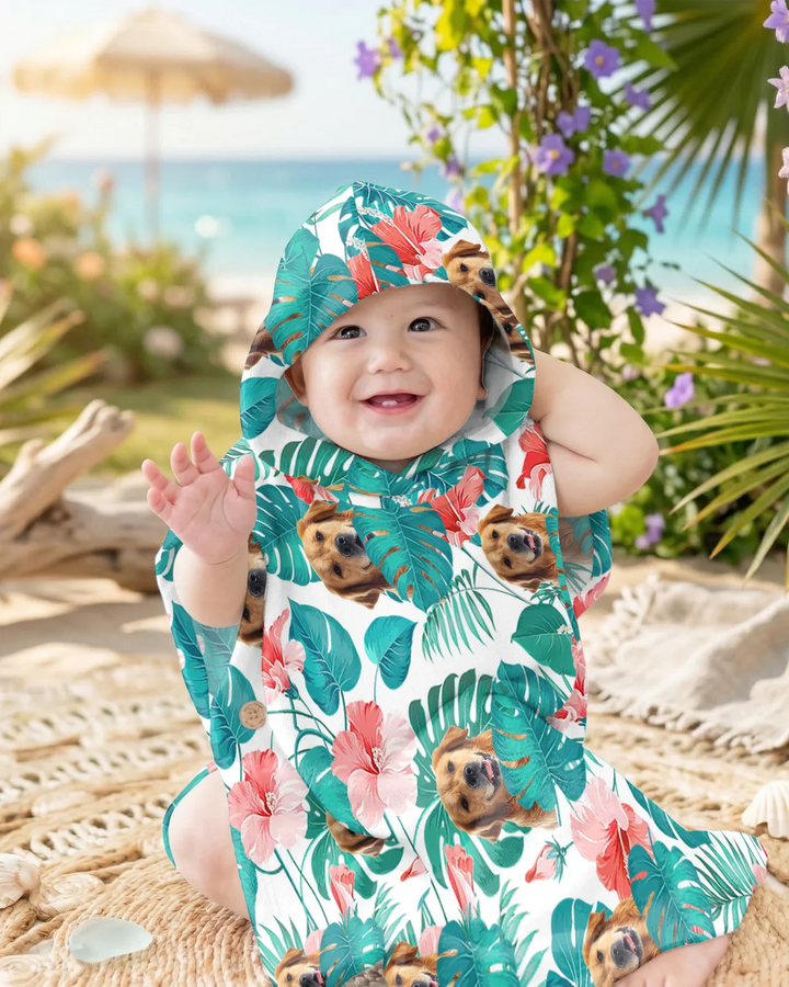 Hawaiian Custom Photo Dog Bamboo Swim Poncho