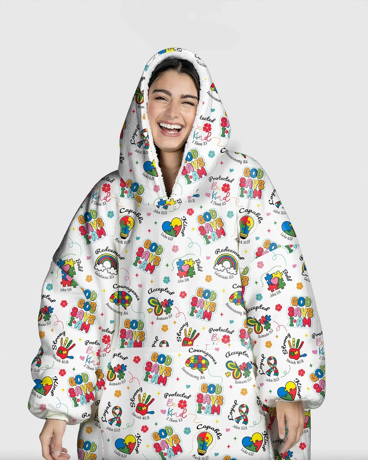 God Says I am Different Wearable Bamboo Blanket Hoodie