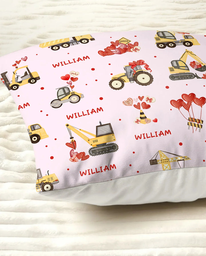 Custom Name Valentine Trucks Family Matching Bamboo Pillow Case