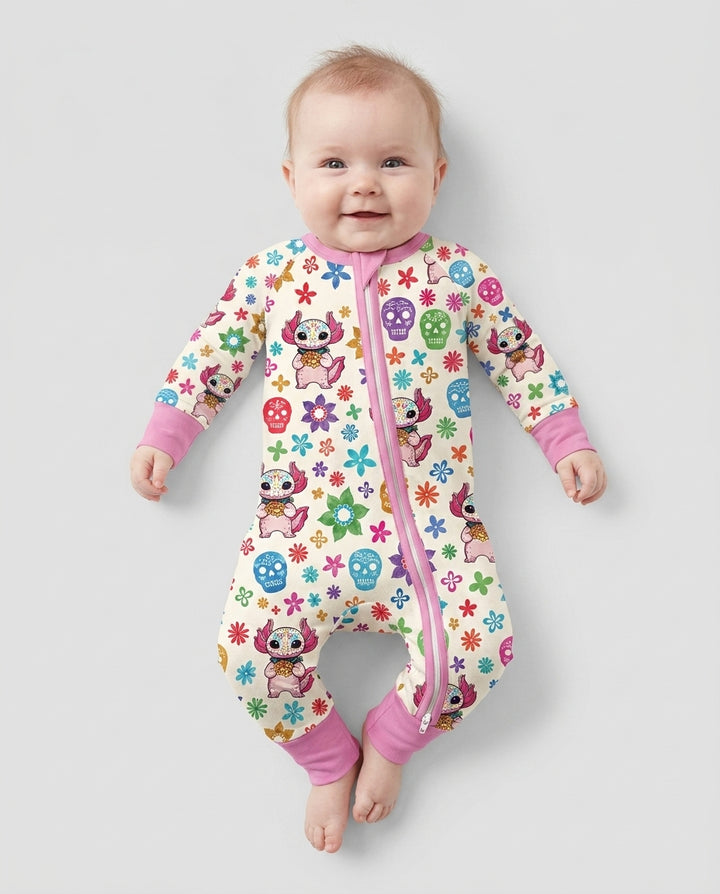 Sugar Skull Axolotl  Bamboo Convertible Zippy