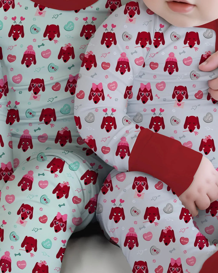 Dachshund Is My Valentine Bamboo Two Piece Long Sleeve Pajama Set