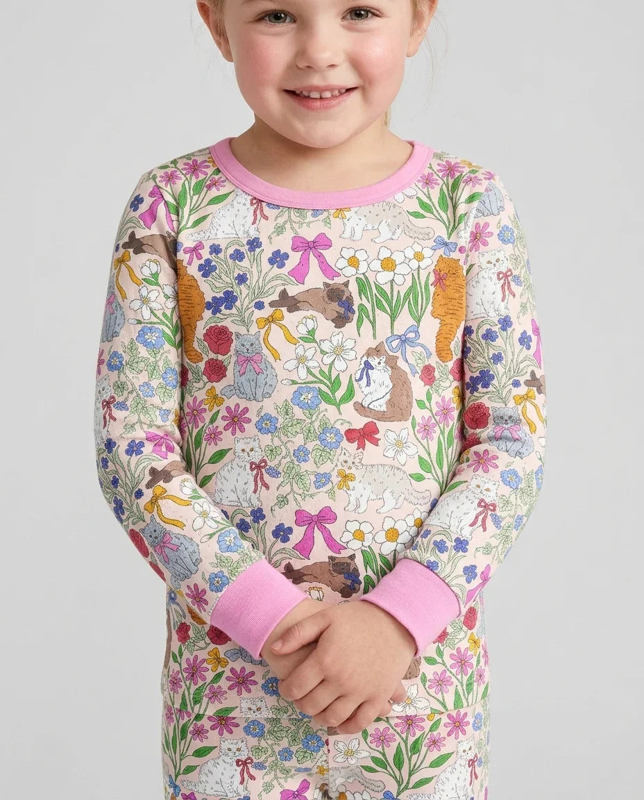 The Garden Cattery Mommy & Me Matching Bamboo Two Piece Long Sleeve Pajama Set