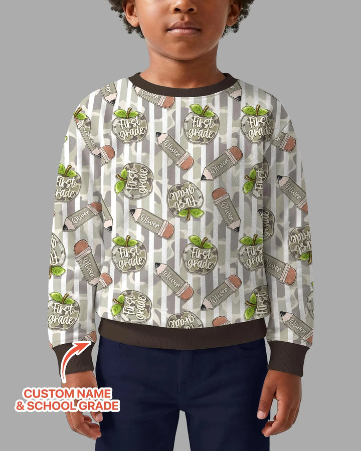 Custom Name Camo Apple Days Bamboo Crewneck Sweatshirt