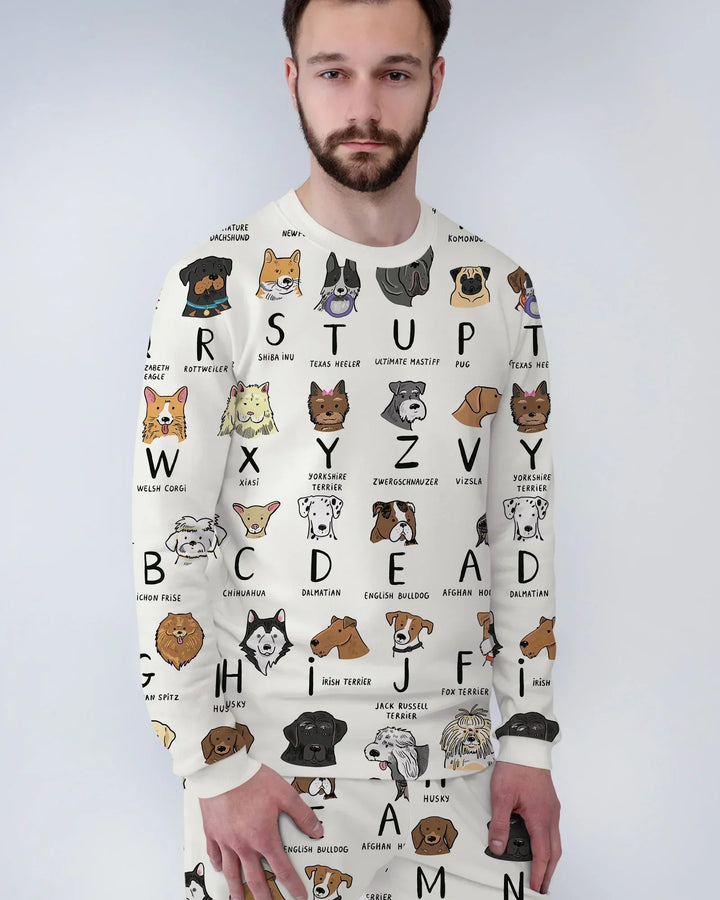 Funny Dogs Alphabet Bamboo Men's Pajama Set