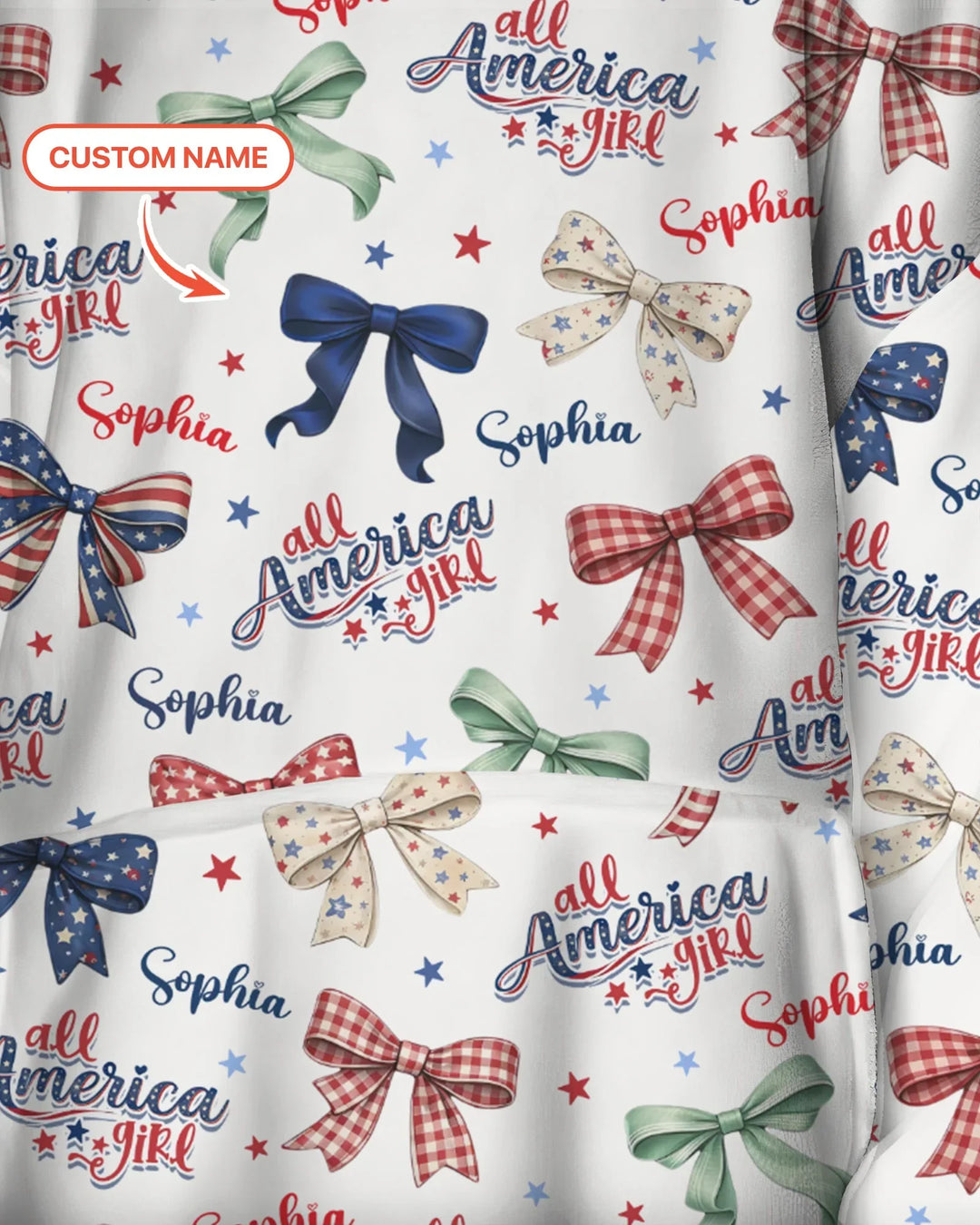 Custom Name All American Girl Bamboo Blanket Hoodie