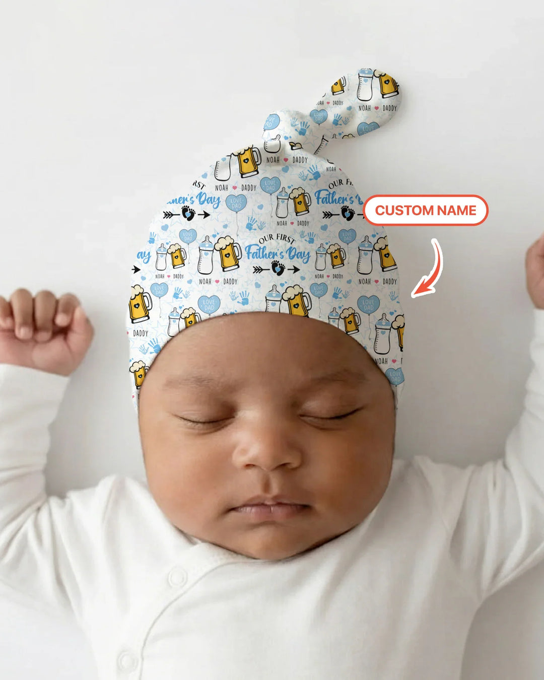 Custom Name First Father's Day Drink Bamboo Knotted Hat