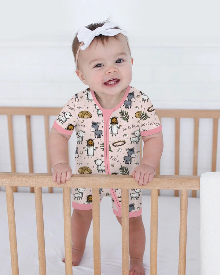 He Is Risen Easter Family Matching Bamboo Shorty Zippy