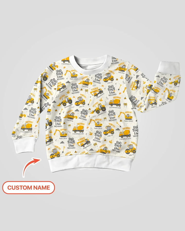 Custom Name God Says I Am Boy Bamboo Crewneck Sweatshirt