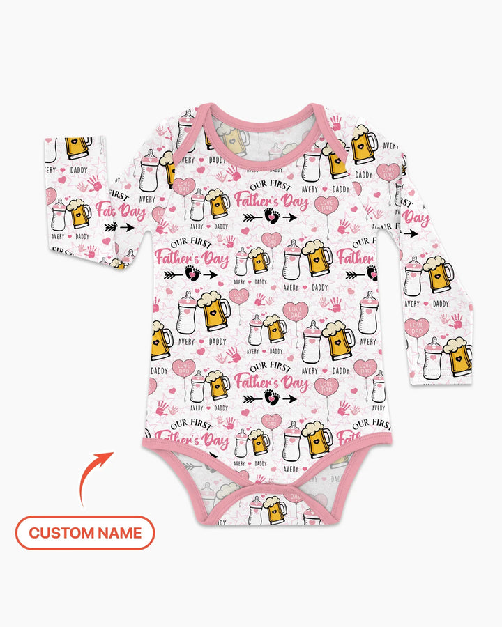 Custom Name First Father's Day Drink Bamboo Bodysuit
