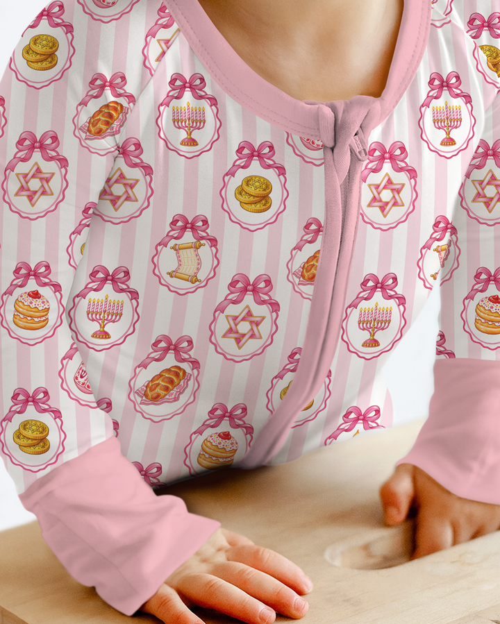 Hanukkah Bows & Blessings Mommy & Me Matching Bamboo Convertible Zippy