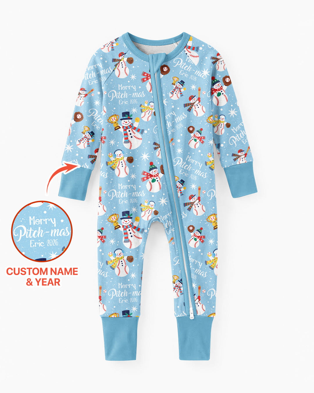 Custom Baseball Christmas Bamboo Convertible Zippy