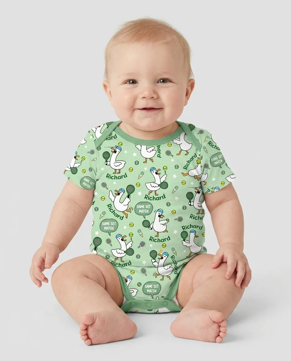 Silly Goose Playing Tennis Bamboo Bodysuit