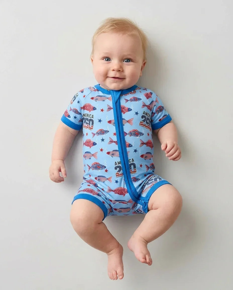 Stars and Stripes Fish Bamboo Shorty Zippy