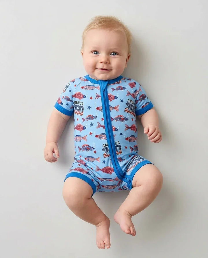 Stars and Stripes Fish Bamboo Shorty Zippy