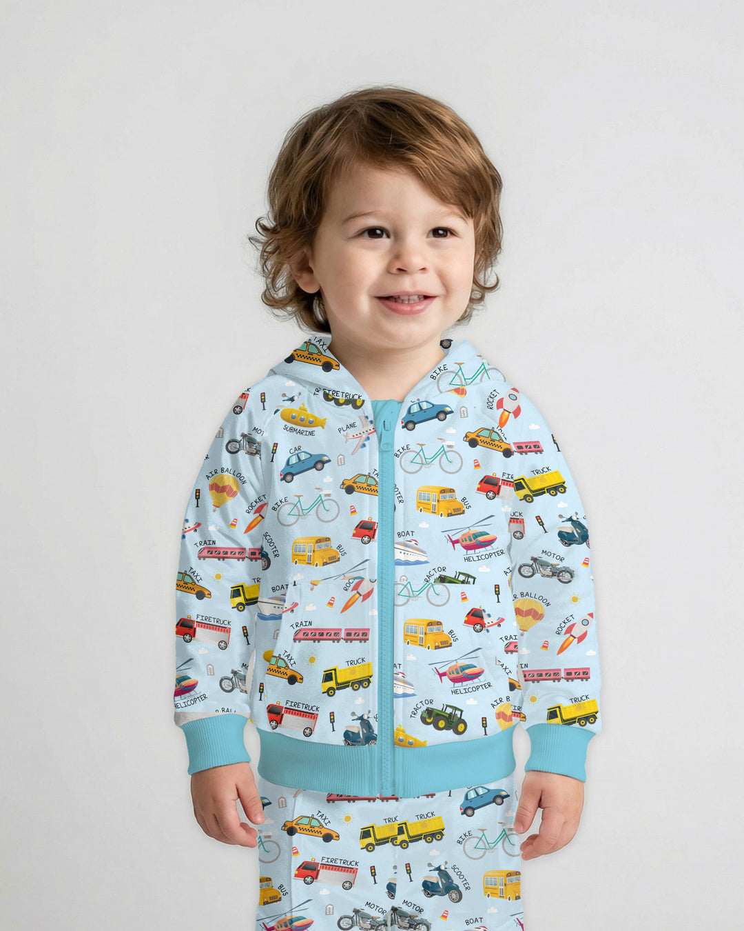 Vehicle Vocabulary Bamboo Zip Hoodie