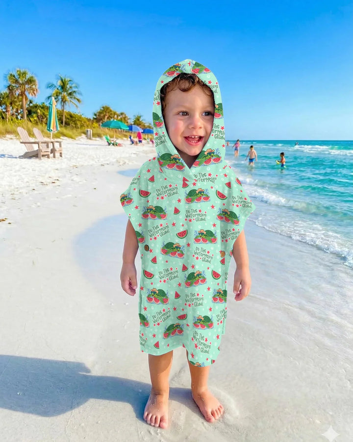 Watermelon Turtle Family Matching Bamboo Swim Poncho