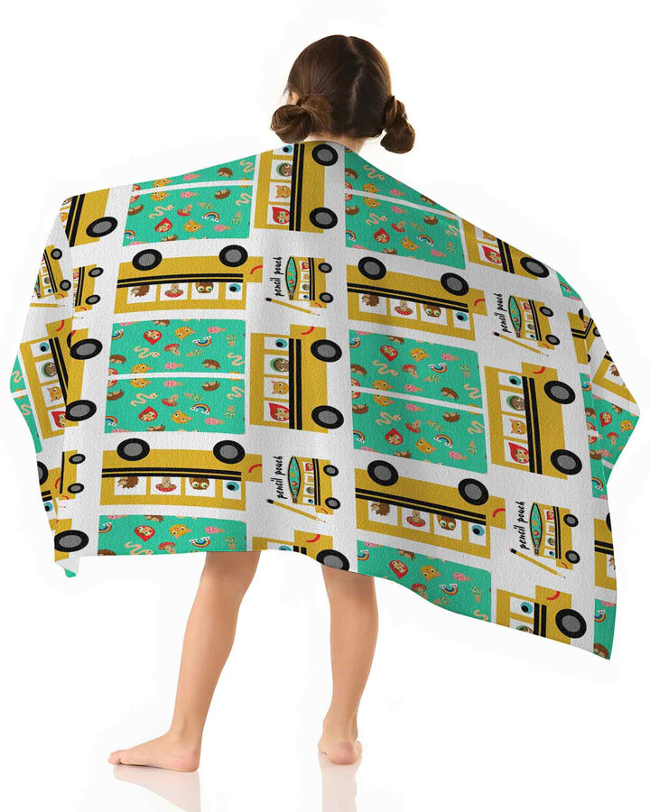 School Bus Adventures Bamboo Beach Towel