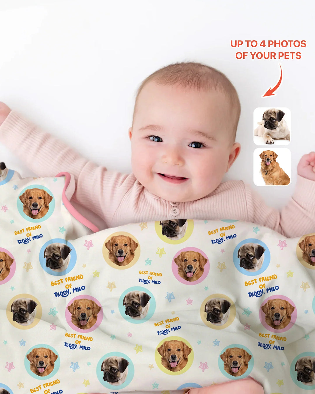 Best Friend Custom Name And Pet Photos Bamboo Blanket