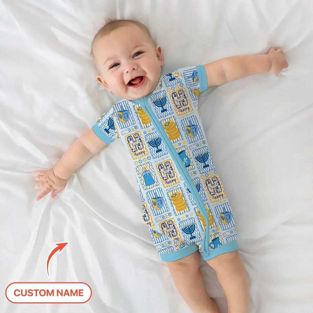 Custom Name Hanukkah Wonderland Bamboo Shorty Zippy