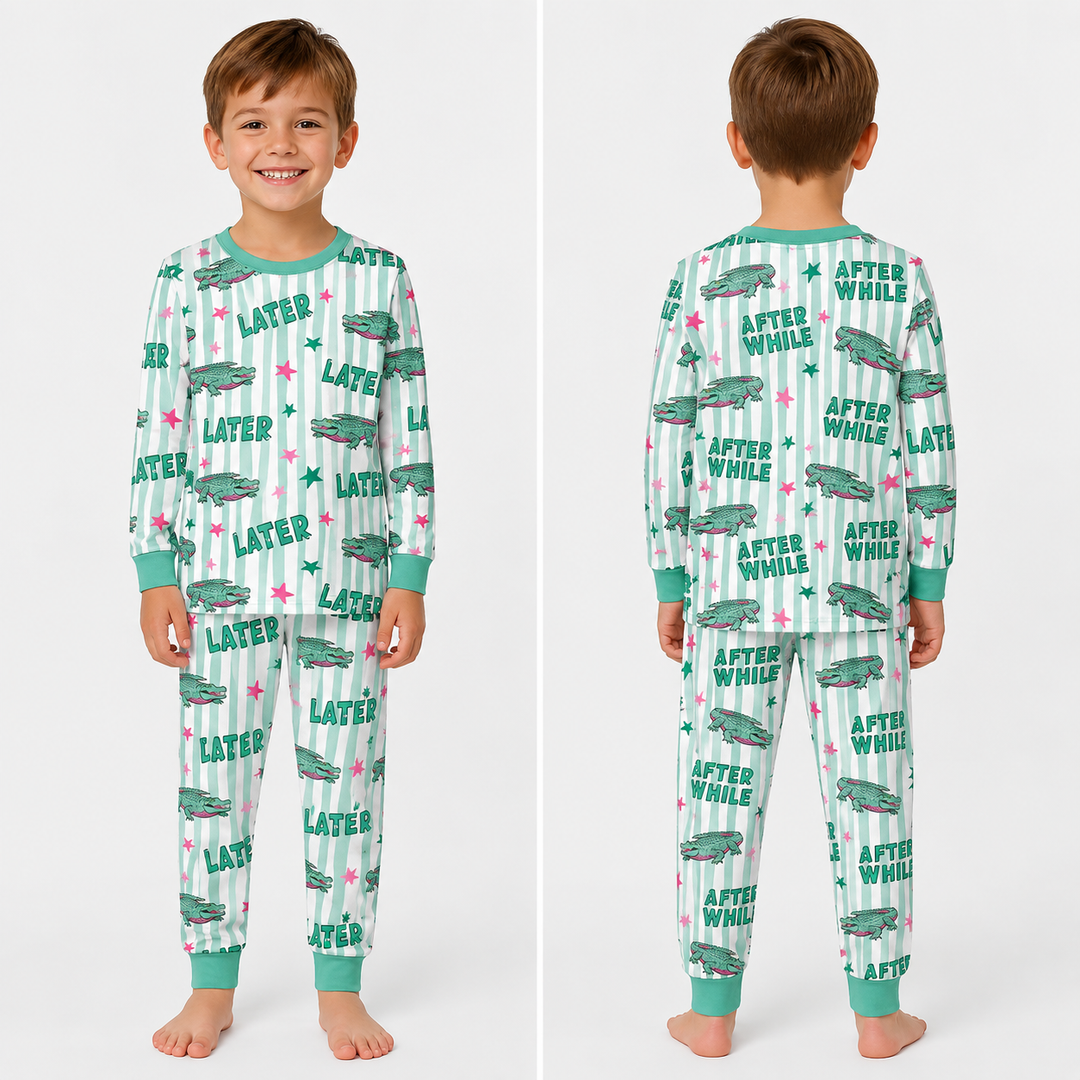 Later Gator After A While Bamboo Two Piece Long Sleeve Pajama Set