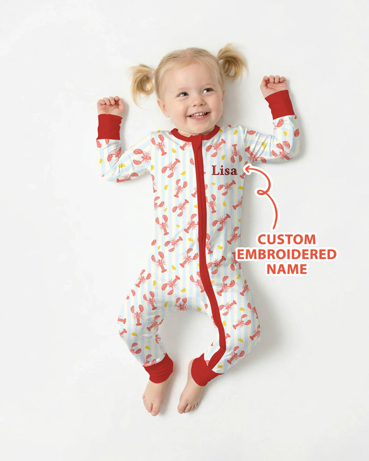 Personalized Embroidered Crawfish Summer Baby Bamboo Convertible Zippy