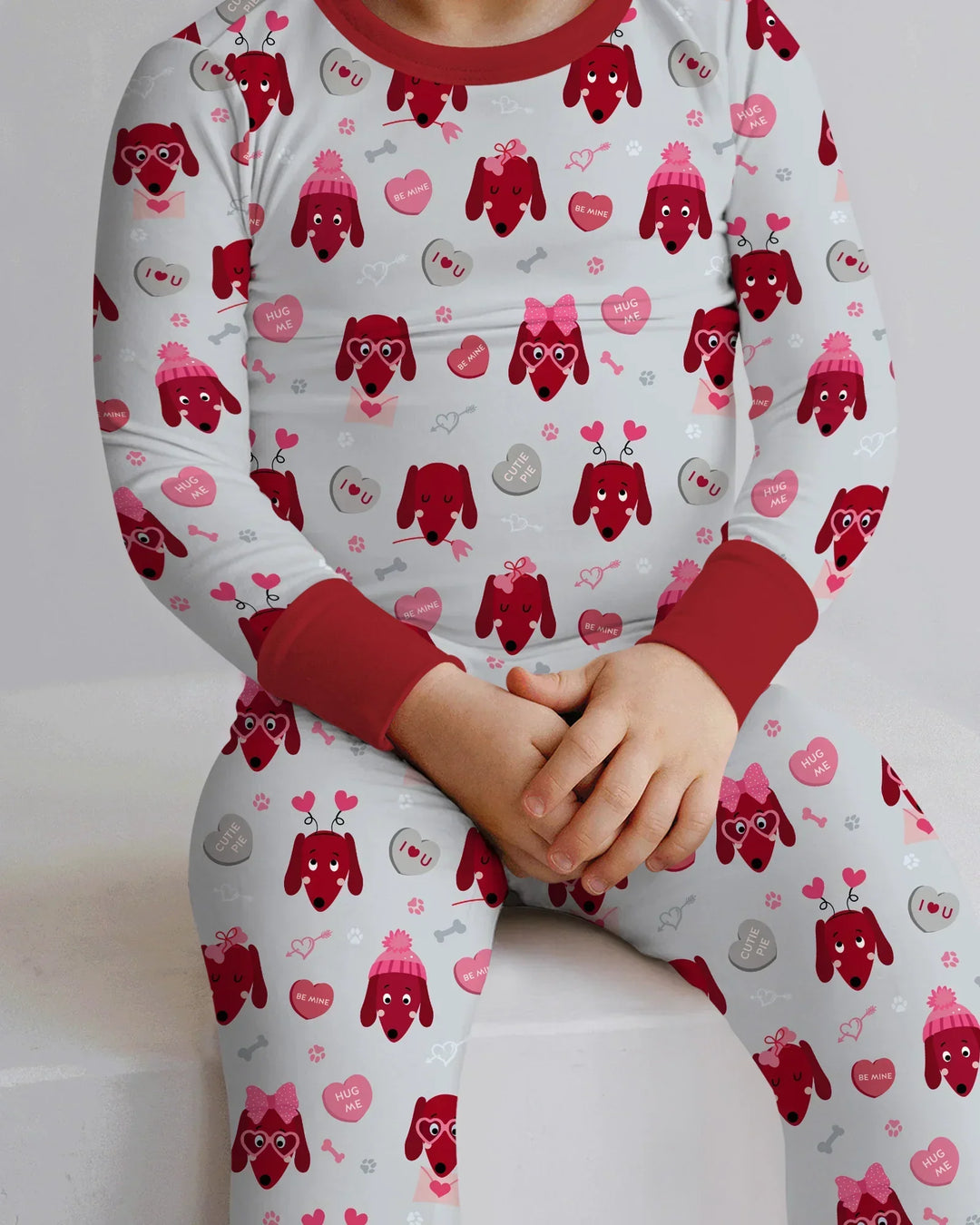 Dachshund Is My Valentine Bamboo Two Piece Long Sleeve Pajama Set